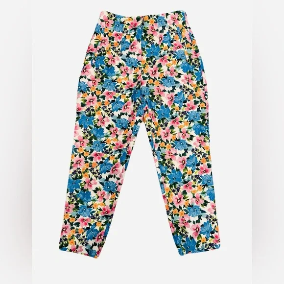 Zara retro taper fit floral pants- slacks. M - Picture 2 of 12